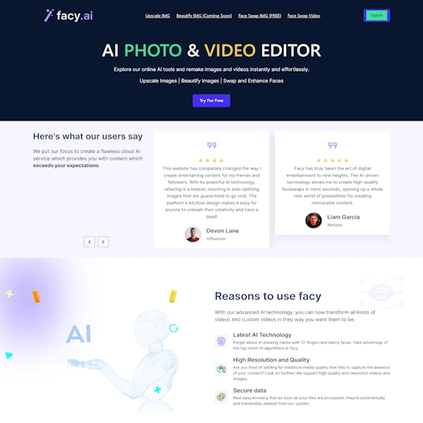 Facy-ai homepage